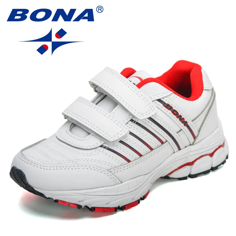 BONA 2023 New Designers Child Leather Sneakers Girls Sport Jogging Soft Flat Platform Casual Shoes Boys