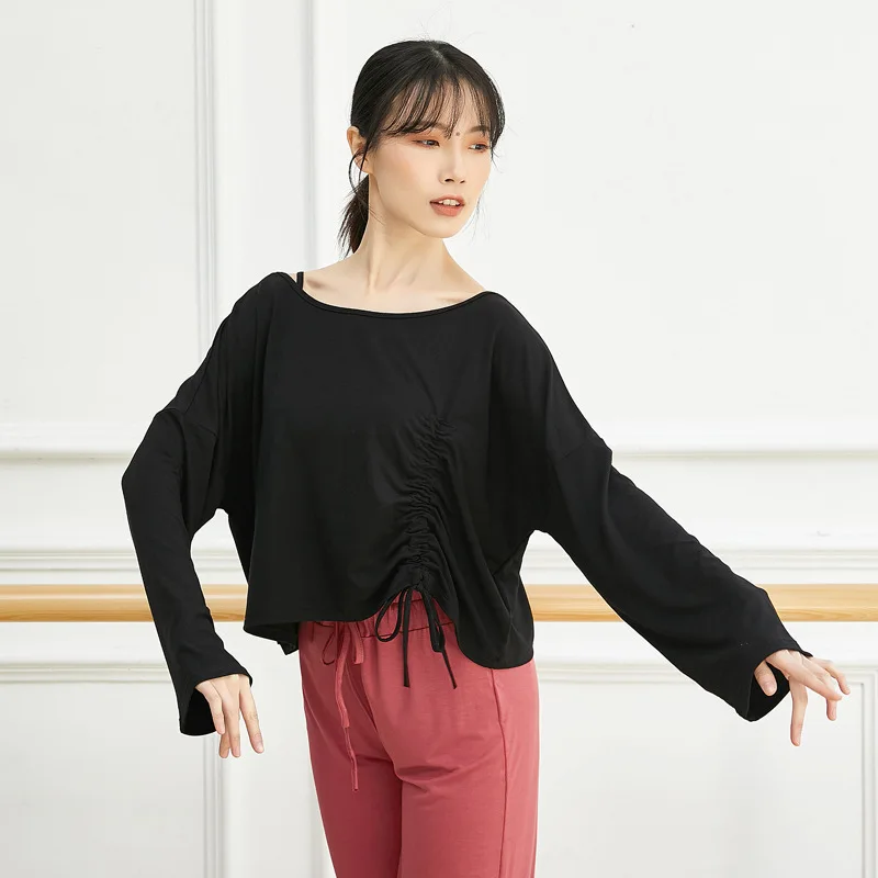 2021 Phụ Nữ Xuân Hè Giữa Tay Nhảy Latin Người Phụ Nữ Modal Áo Tập Nữ Dancewear Hiện Đại Nhảy Múa Thanh Lịch Thực Hành Hàng Đầu