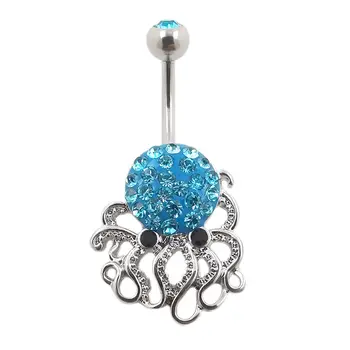JHJT 1 adet Göbek Deliği Piercingi Cerrahi Çelik Ahtapot Nombril Sevimli Kadın Göbek Piercingi Barbell Vücut Takısı 14g 10 best sales Ahtapot piercingi - №9