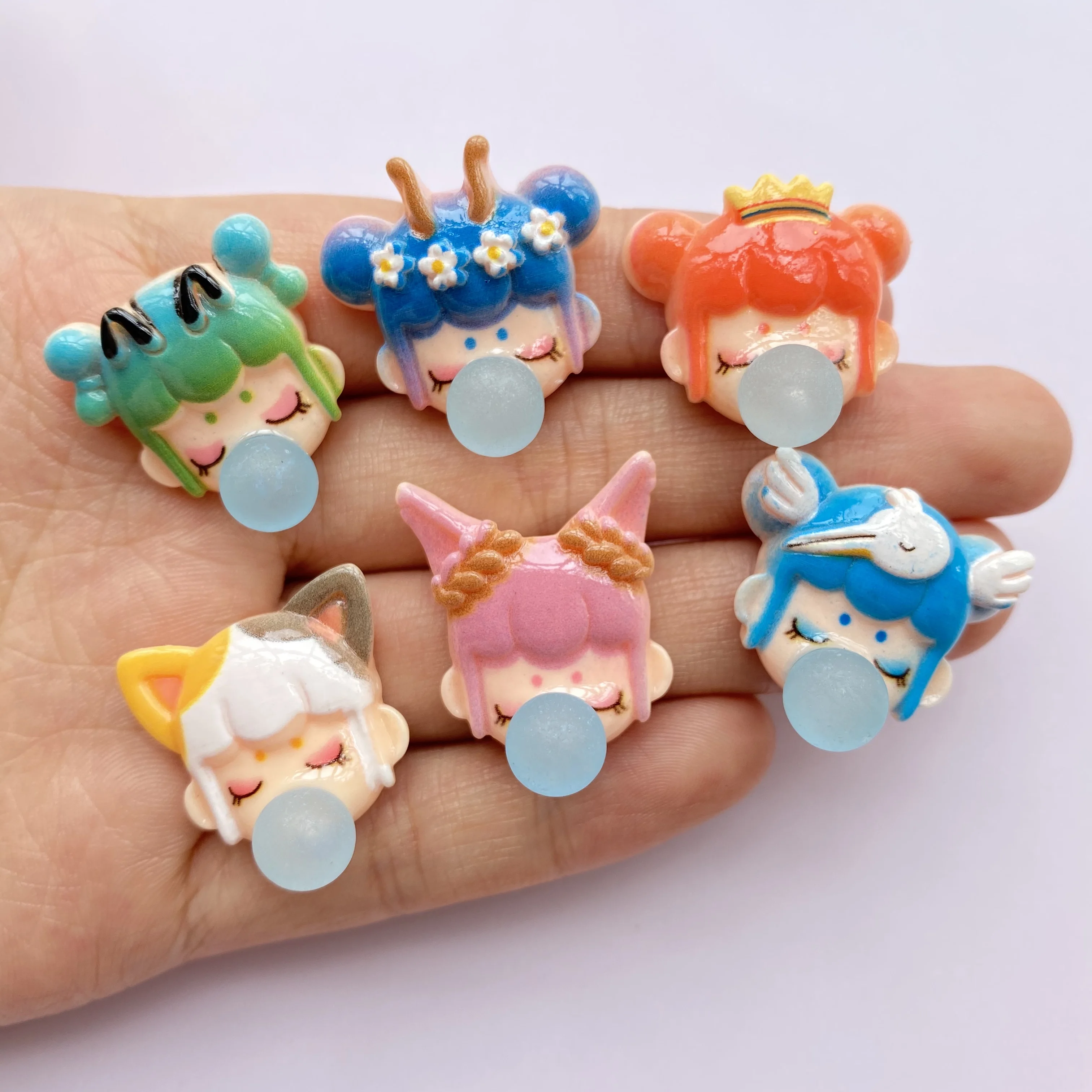 10/20Pcs Kawaii Cute Mini Bubble blowing girl Flat back Cabochons Scrapbooking DIY Jewelry Craft Decoration Accessories F08