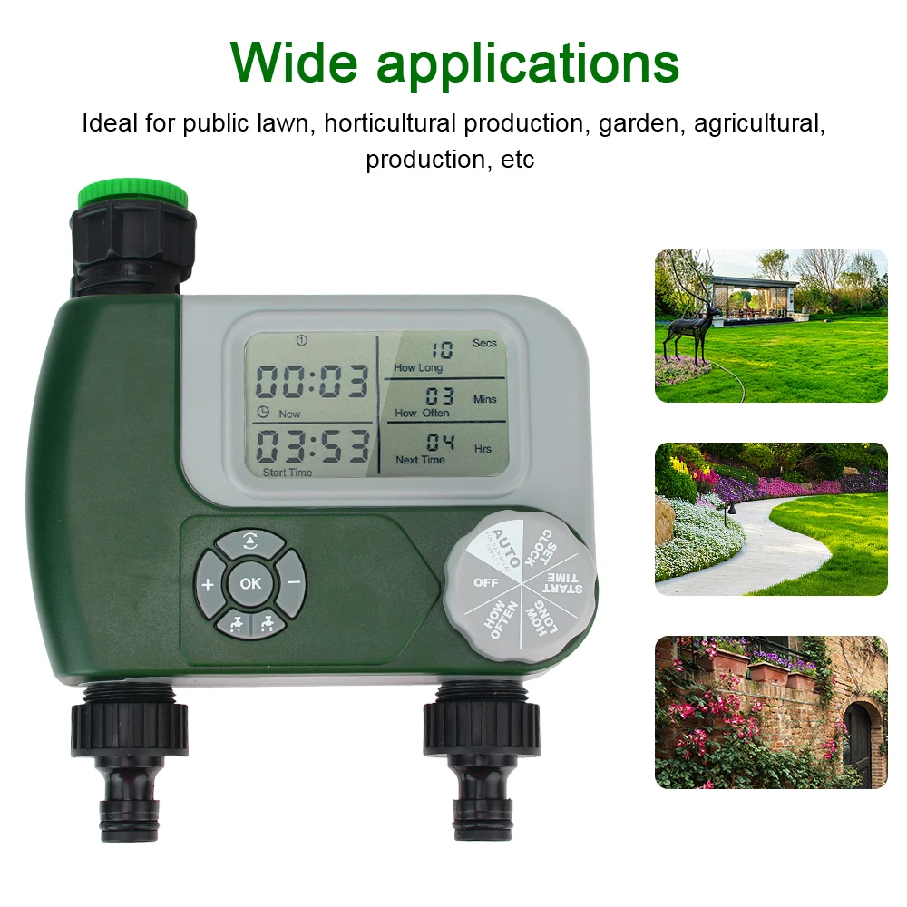 With 2 Outlet Irrigation Controller Automatic Garden Water Timers Digital Hose ​Faucet Timer Programmable