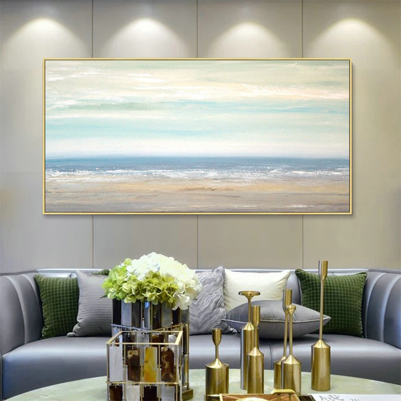 

Northern European-Style Hand-Painted Abstract Oil Painting Minimalist Modern Sky Realm Scenery Decorative Painting American-Styl