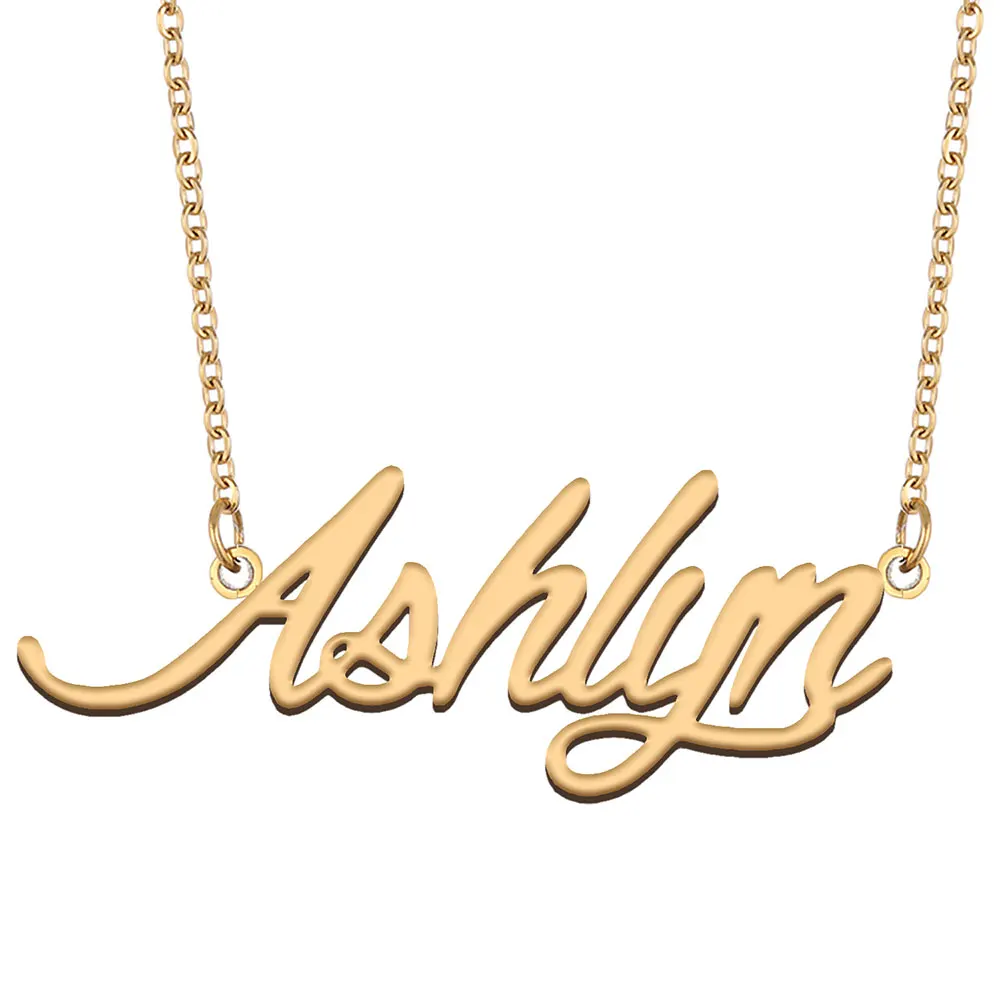 

Ashlyn Name Necklace for Women Personalized Stainless Steel Jewelry Gold-color Nameplate Pendant Femme Mothers Girlfriend Gift