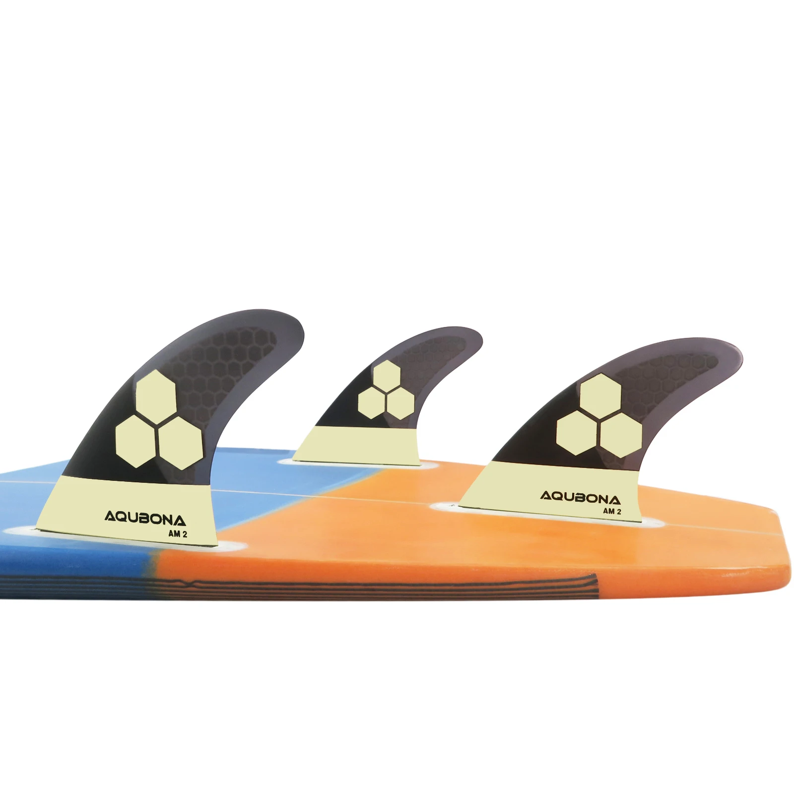 Double Tabs Fins II AM FINS Surfboard Fiberglass Fins for Surfing with Fin Bag, Screws and Fin Key(Small, Medium, Large Sets.)