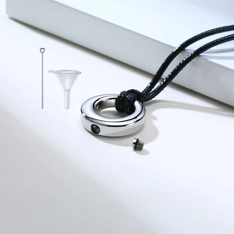 Vnox Free Customize Hollow Circle of Life Necklace Women Men Stainless Steel Screw Eternity Urn Pendant Memorial Ashes Holder - Image 3