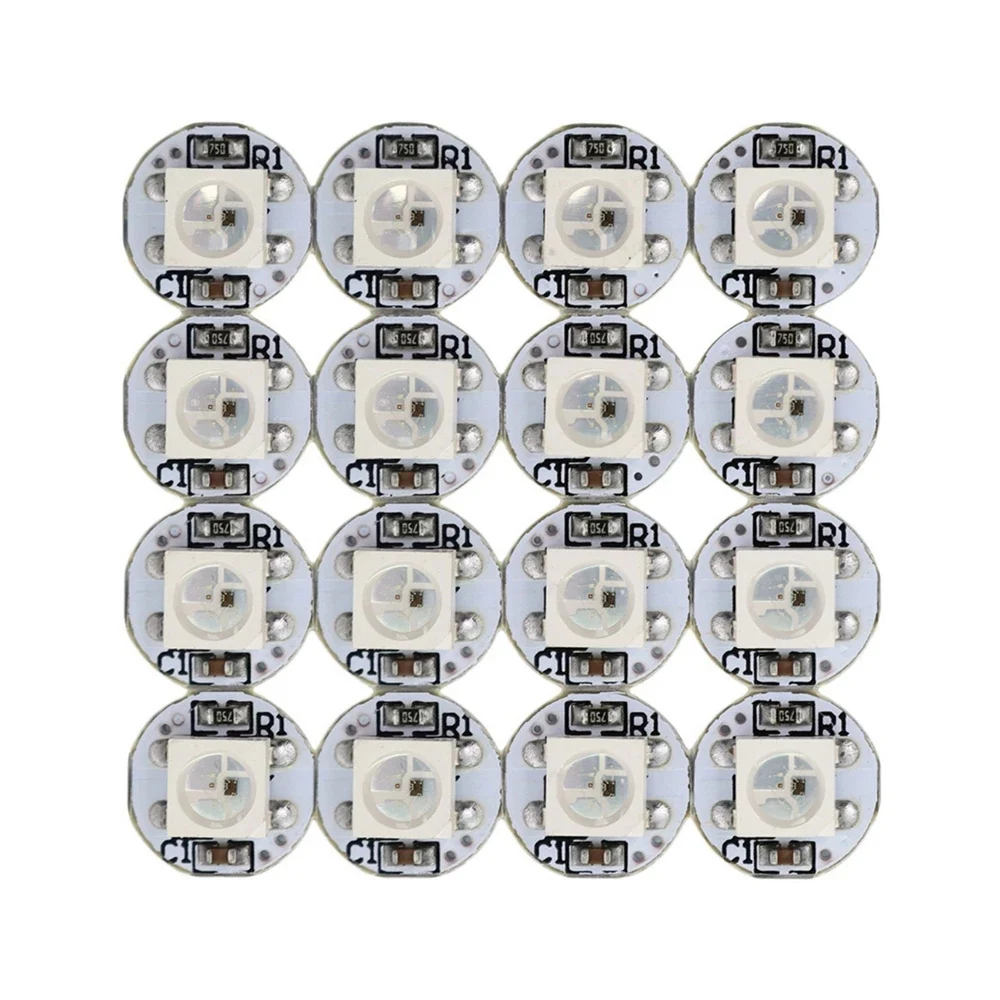 10-1000PCS 5050SMD RGB  Led Chip For WS2812B WS2812 Strip Panel Floodlight Built-in IC Black/White PCB 9.5mm Diameter DC5V