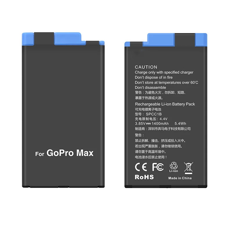 Batería Inteligente para GoPro Max, cargador de 3 ranuras + batería de iones de litio de 1400mAh para cámara Go Pro Max panorámica 360