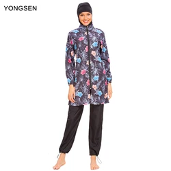 YONGSEN News Women Long Muslimah Hijab Full Cover Swimwears Plus Size Burkinis Modest Clothing Islamic Muslim Swimsuit Separated