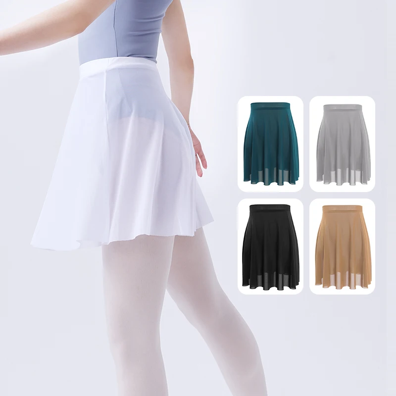 Ballet Skirts for Women Girls Mesh Skirts Elastic Dance Dress Ballerina Tulle Skirts Nylon Adult Gymnastics Training Costumes