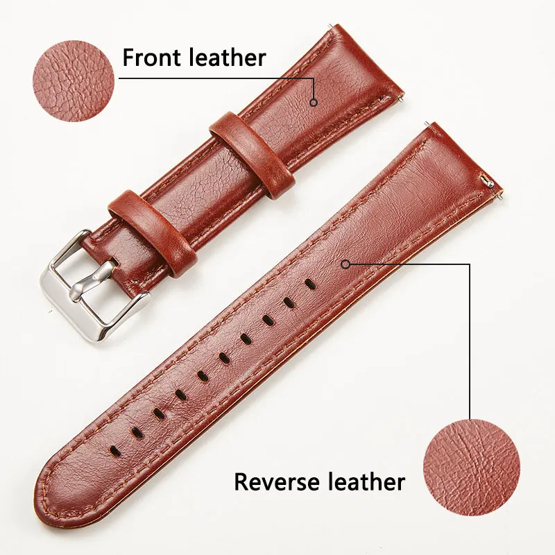 UTHAI P37 Geniune Leather Watchbands 18MM 20MM 22MM 24MM Double-sided leather strap For Samsung Galaxy Watch  Watch Accessories