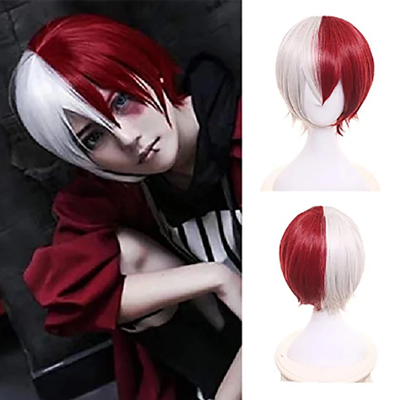 

HAIRJOY Short Cosplay Wig Layered Haircut Heat Resistant Fiber Curly 2 Tone Anime Synthetic Hair Wigs