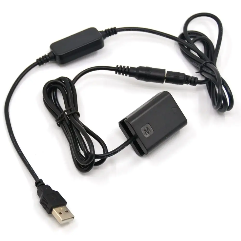 5V USB Cable Adapter + NP-FW50 dummy AC-PW20 for Sony a7 a7R A7000 A6500 A6000 A5000 RX10 NEX3 7 SLT A35 A55 ZV-E10