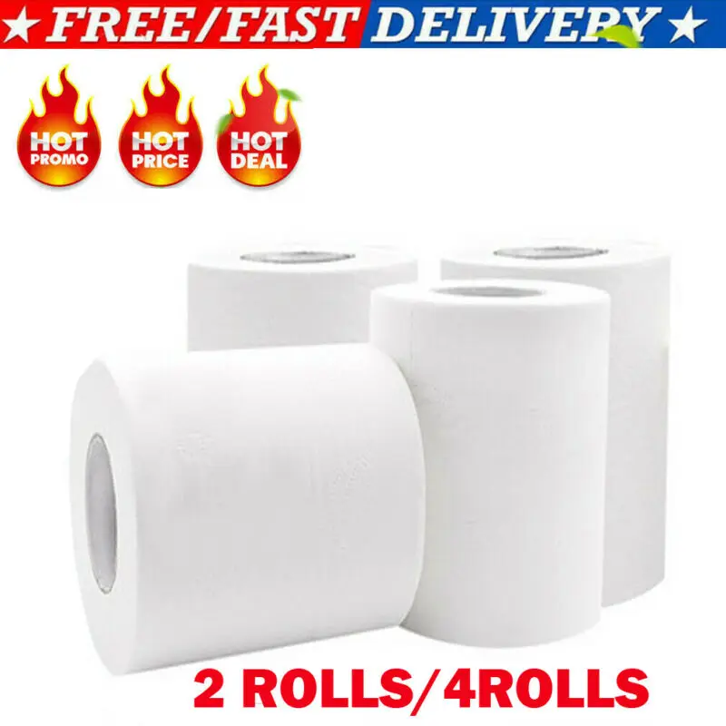 2/4 Rolls Toilet Paper Bulk Bath Tissue Bathroom White Soft 4 Ply 50g/Roll Dropshipping