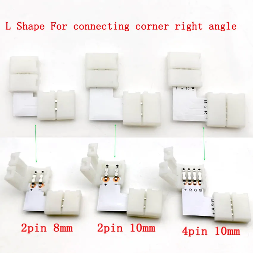 5set L Shape 2pin 3pin 4pin 5pin 6pin LED Connector For Connecting Corner Right Angle 5050 RGB RGBW 3528 ws2812 LED Strip