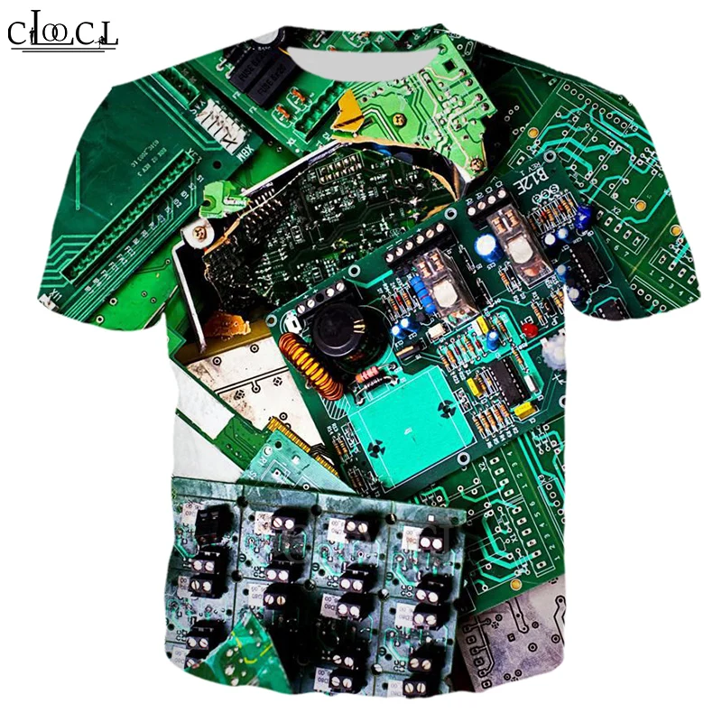 CLOOCL Electronic Chip Harajuku T-shirt for Men Women 3D Print Casual Fashion Short Sleeve Sportswear Pullover Tops