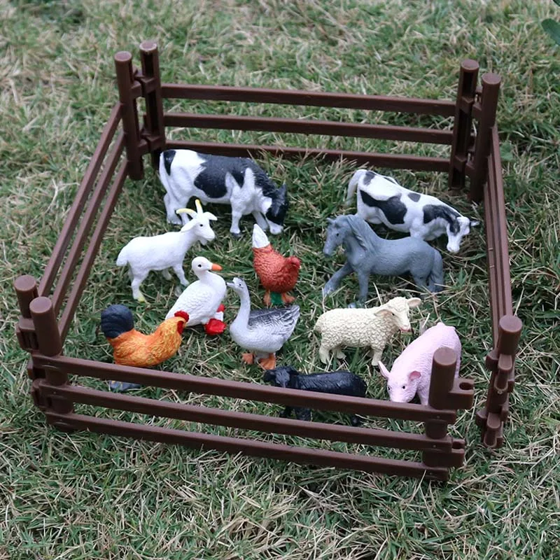 Oenux Simulation Bauernhof Zaun Szene Spielzeug Bäume Haus Bauer Einhorn Tiere Modell Miniatur Handwerk Hause Dekoration Nette Kinder Geschenk – Detail 26