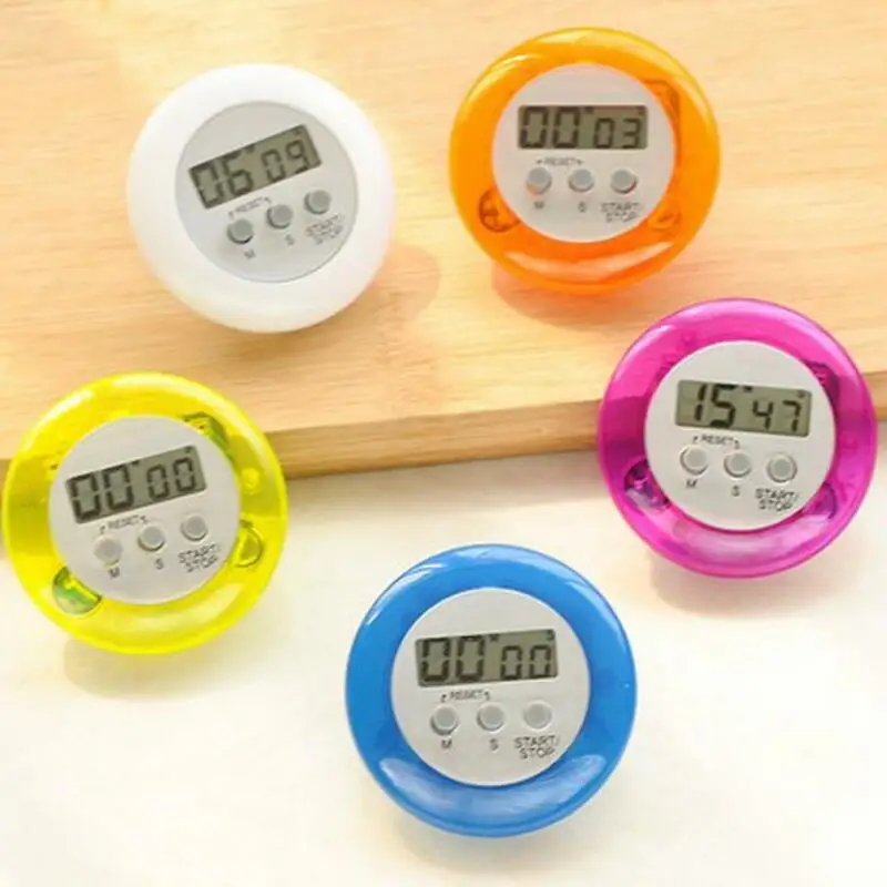 

Mini Cute Round LCD Display Digital Alarm Kitchen Cooking Timers Countdown Tools With Clip Free Shipping LX8022