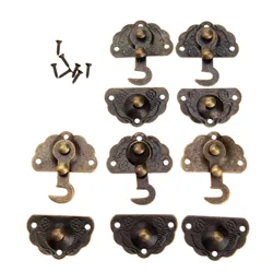 5pcs Latch Hasp Hook Clasp Lock 44x34mm screws Vintage Decorative Antique Bronze Metal Buckle Box Case Jewelry Toolbox Hardware