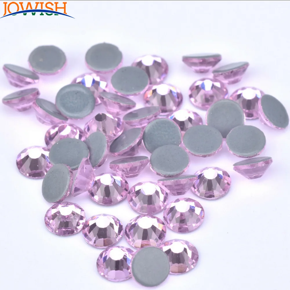 

Top Quality Pink Glitter Glass Rhinestones For Clothes Hotfix Crystal Flatback Craft Gems strass a coudre