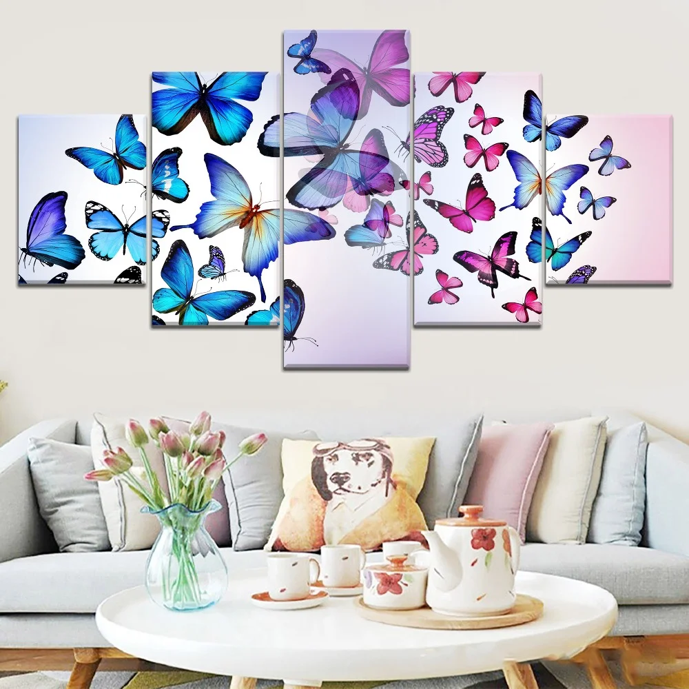 

Paintings Canvas 5 Piece Canvas Art Colorful Group Of Butterflies Modern Decorative Wall Art for Home Decorations Wall Decor