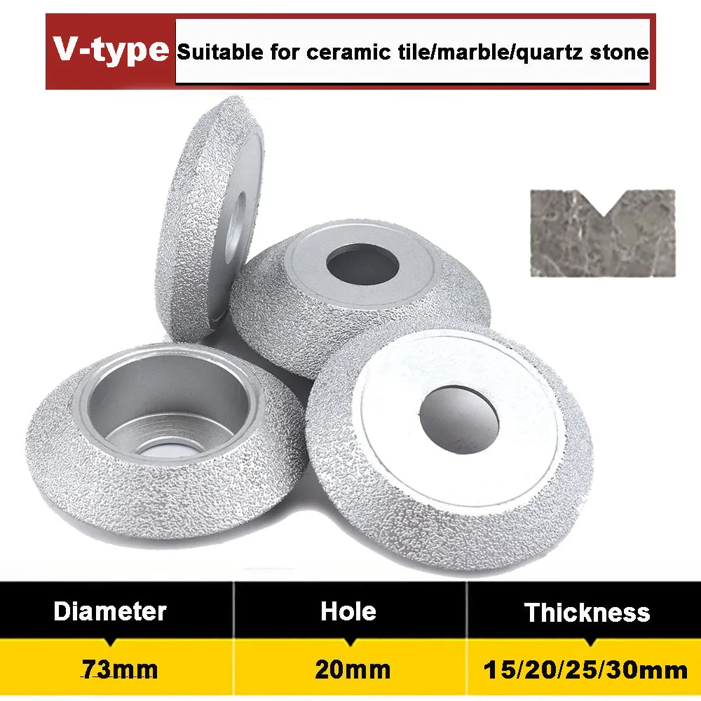 

1Pc Brazed Diamond Angle Grinder Stone Slotted Grinding Wheel V-type Edge Round Glass Pottery Porcelain Marble Flat Disc