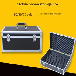 Aluminum alloy frame ABS mobile phone case storage box portable smartphone display suitcase travel security toolbox lock luggage