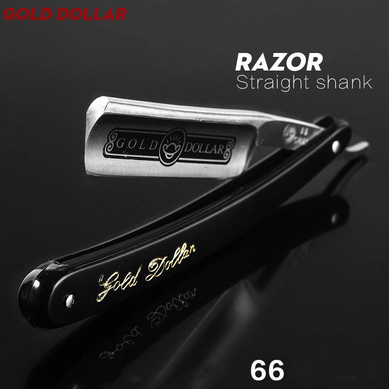 1PC 2023 Pro Gold Dollar 66 Shave Knife 66 Straight Edge Barber Razor Folding Hair Shaving Men Shaving Barber Tool G0915