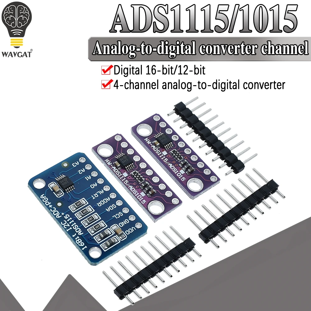 16 Bit I2C ADS1115 ADS1015 Module ADC 4 channel with Pro Gain Amplifier 2.0V to 5.5V for Arduino RPi