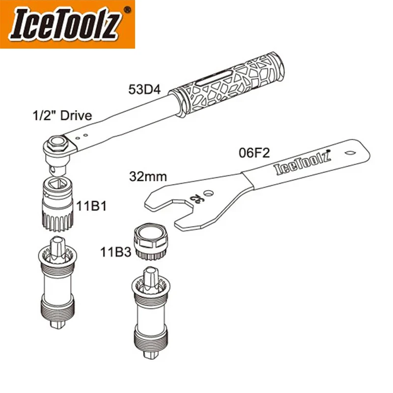 IceToolz Bicycle Bottom Bracket Tool 11B1 Compatible for Cartridge