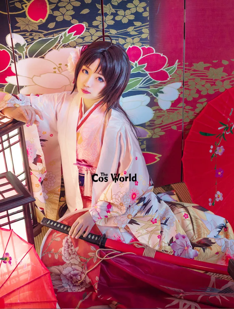 FGO Fate Grand Order Kara no Kyoukai Ryougi Shiki Flower Kimono Yukata Dress Uniform Outfit Anime Cosplay Costumes