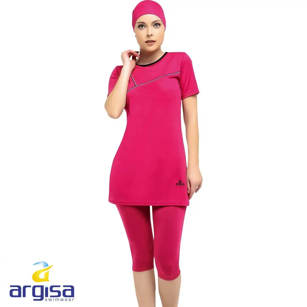 Argisa 7822 Half Sleeve Embroideried Semi Burkini Muslim Swimwear 38-60 Plus Size Hijab Islamic Swimsuit Fashion Turkey Women Cover