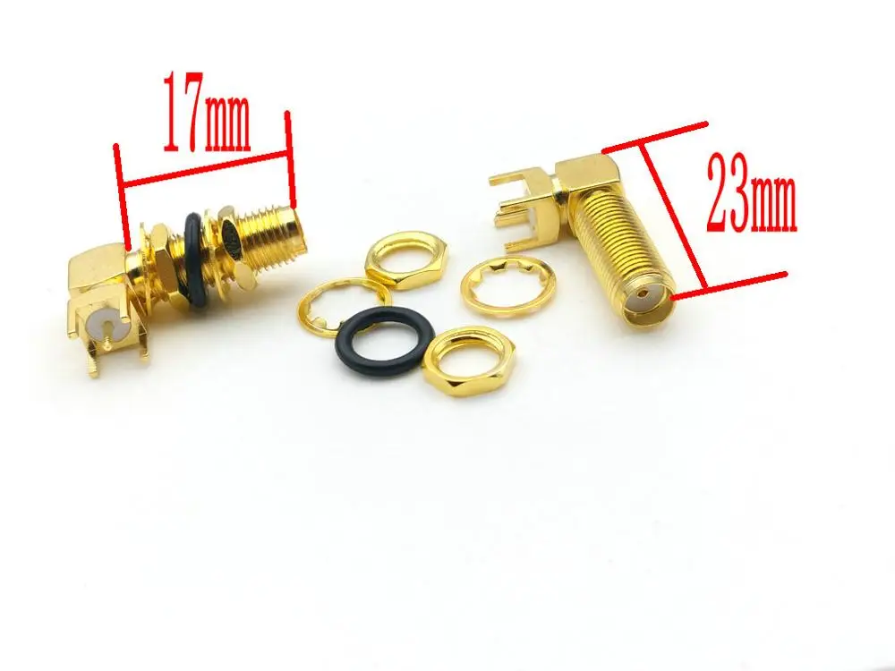 

100PCS COPPER PC Board PCB Mount SMA Female Jack Nut Bulkhead Right Angle Connector ADAPTER