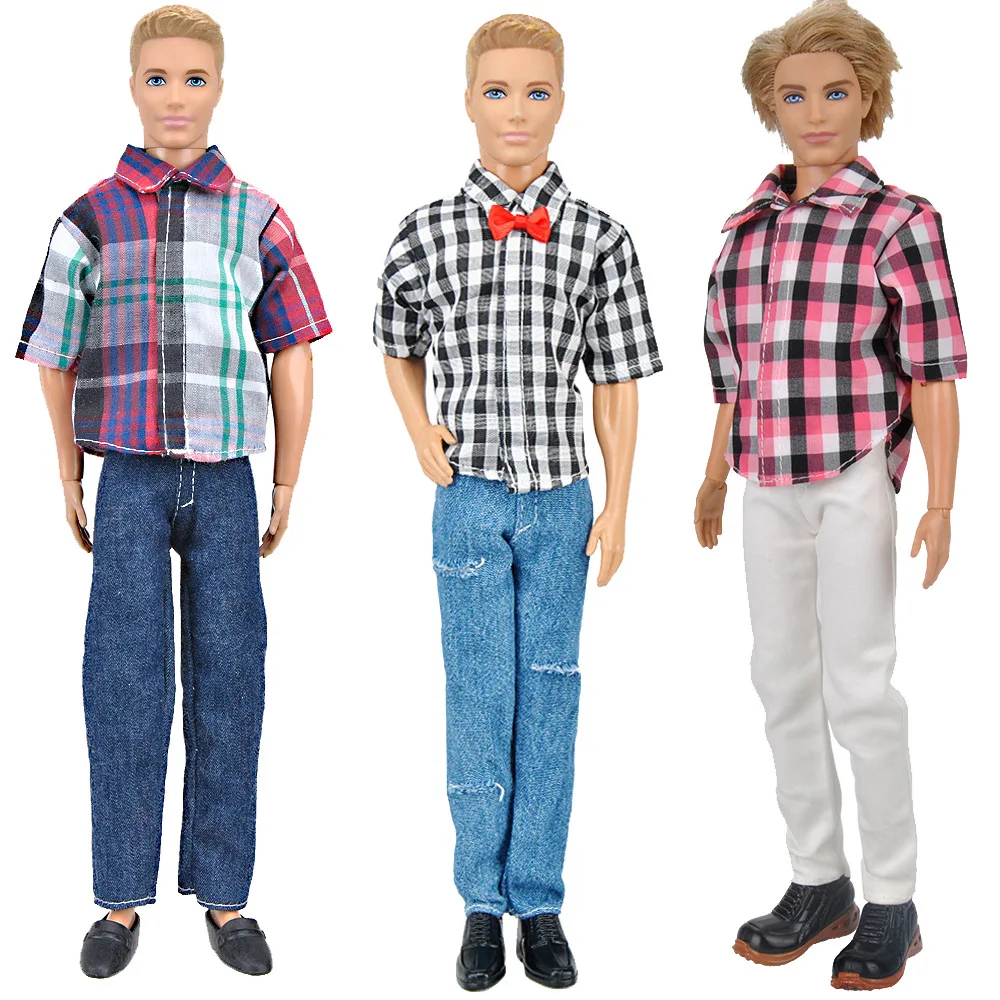 

3Pcs/set Ken Clothes Handmade Suit Daily Casual Wear Plaid Shirt Pants Ken the Boyfriend Ken Doll Clothes for Doll Accessories