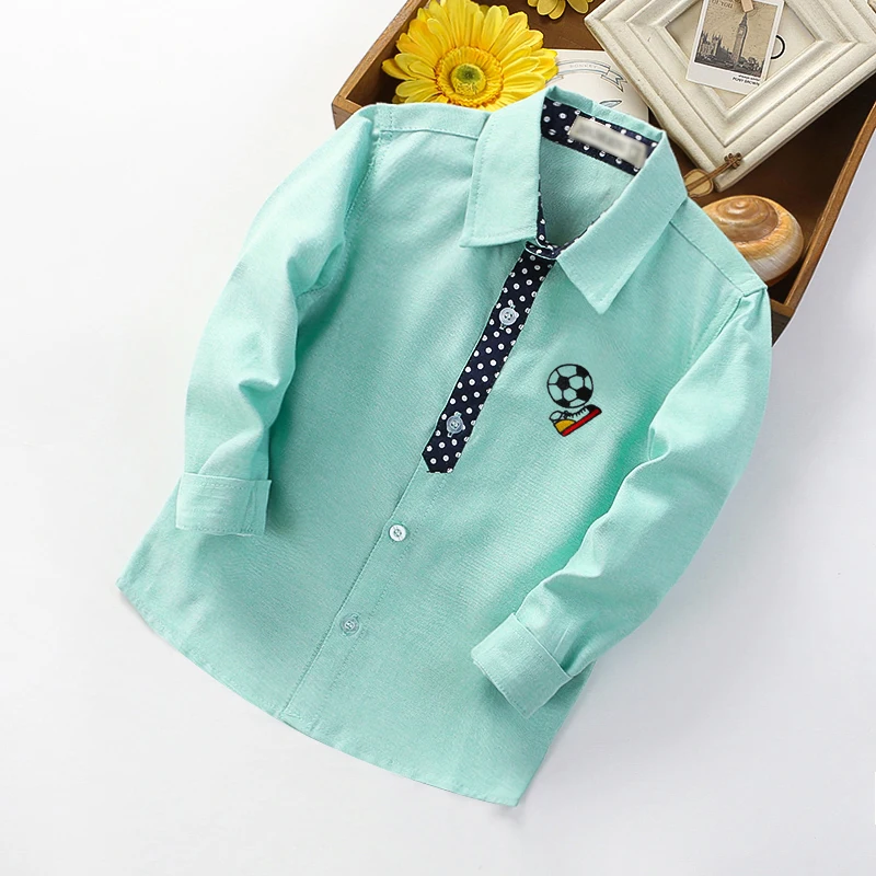 IENENS Boy Cotton Shirts Kids Clothes Solid Color Baby Long Sleeve Shirt 3-11Y Spring Tops Tees Shirts Children Casual Blouse