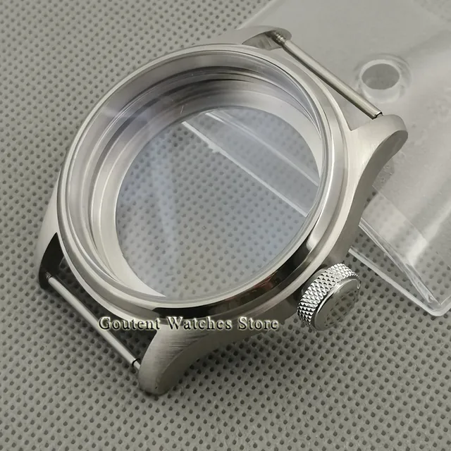 47mm stalowa koperta 316L srebrna pasuje do zegarka ETA 6497 6498 Sea Gull St36 Parnis