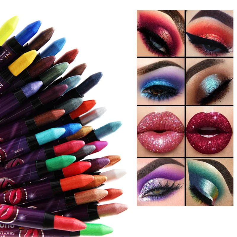 24-color Eye Shadow Stick 3-in-1 Eye Shadow Lipstick Lying Silkworm Pen Pearlescent Not Easy To Smudge Stage Cosmetics TSLM1