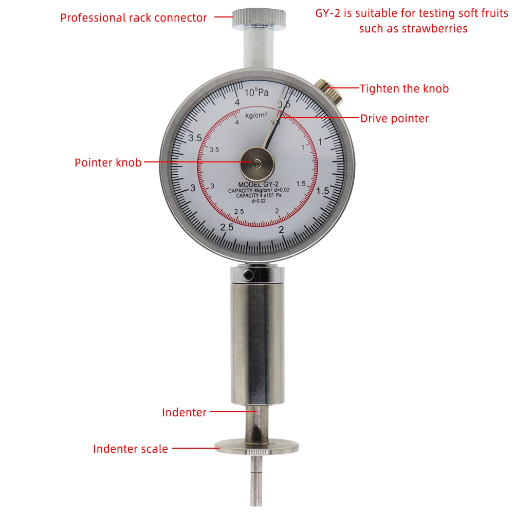 GY-2 Fruit Hardness Tester Fruit Penetrometer Fruit Sclerometer for Apples Pears Grapes Oranges fruit dynamic cone hardness test