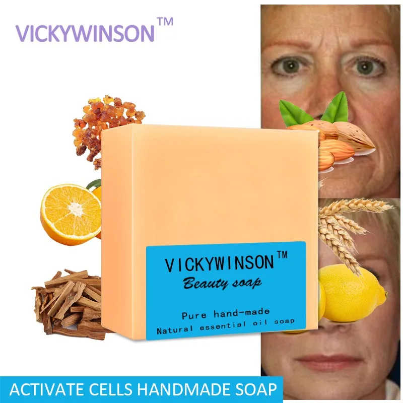 VICKYWINSON Activated cell essential oil handmade soap 100g Prevent wrinkles control melanin stimulate cell anti-aging