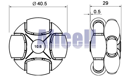 40mm 2 sposoby wielu kierunek POM plastikowy przenośnik omniball kółka nylon 8 walce szkło cargo skate omni typu „ float ”kółko samonastawne