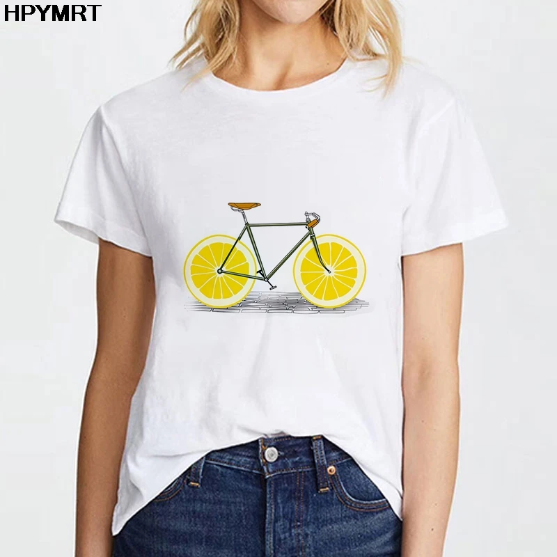 

New t-shirts Summer Fruit bike printed women t shirt short sleeve harajuku tee Casual fashion tshirt tops Female clothing tees