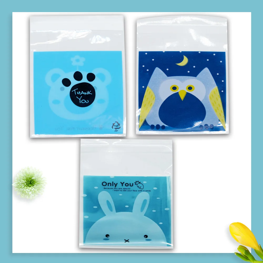 50/100PCS Plastic Candy & Cookie Self-sealing Bag Cartoon Biscuits Snack Baking Bag For Birthday Wedding Party Baby Shower Decor