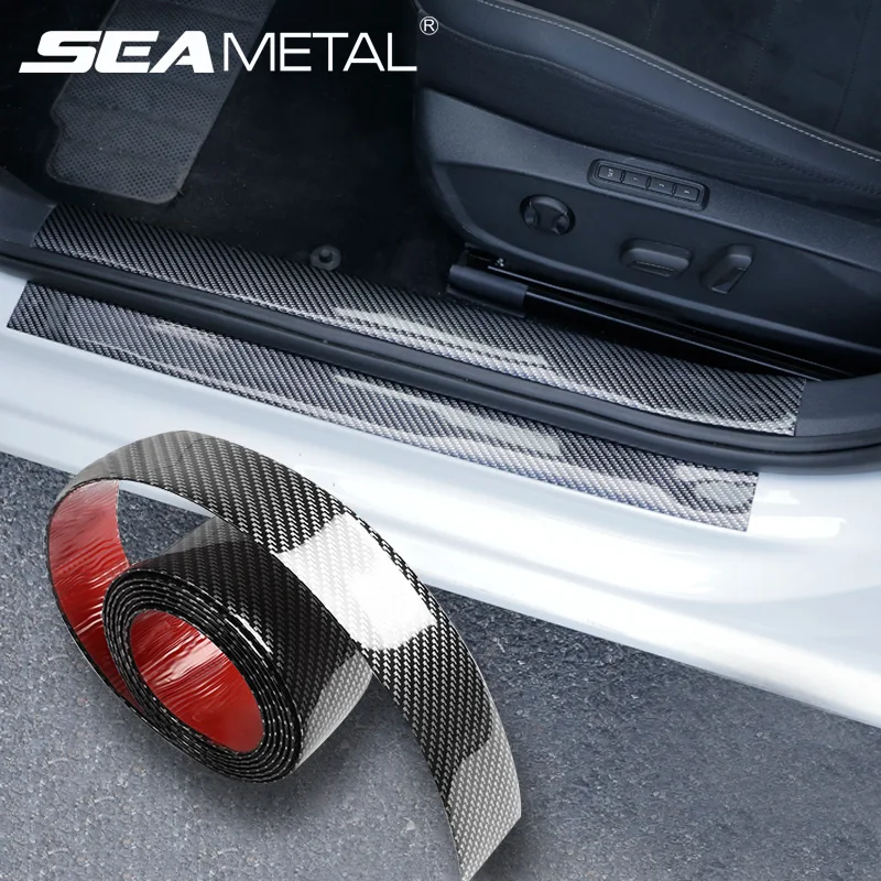 Car Stickers Bumper Sticker Protector Car Door Sill Stickers Carbon Fiber Rubber Body Tape Anti Scratch Scuff Protective Film