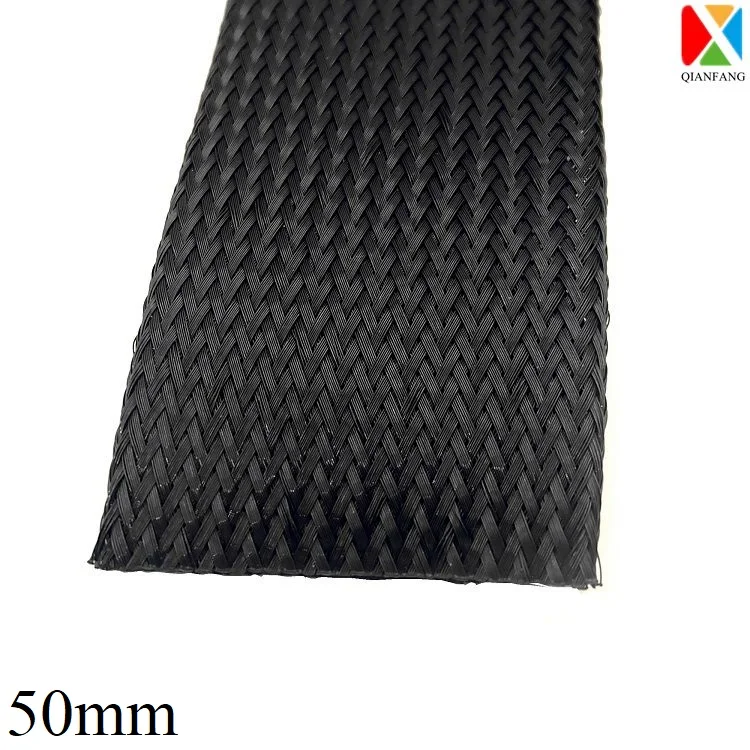 

5M Braided Cable Sleeve 50mm Expandable PET Wire Wrap Nylon Tight High Density Sheath Protection Insulated Line Harness Black