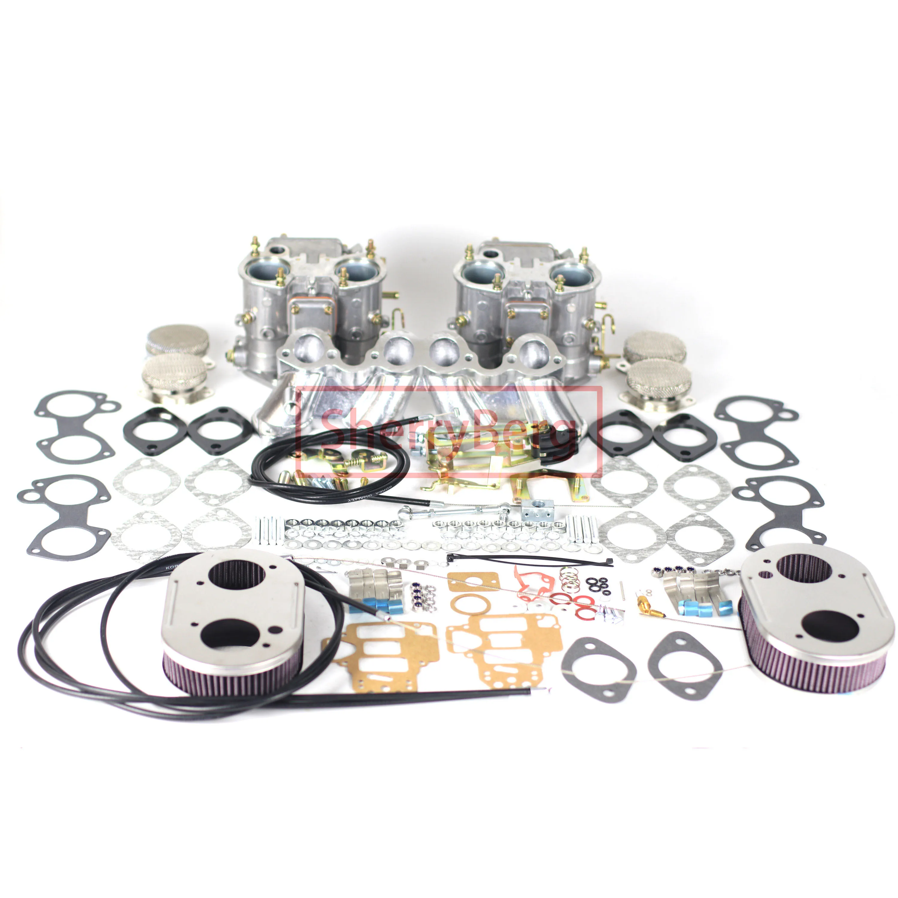 SherryBerg Twin Carb Kit FOR VW GOLF/POLO 1.1 / 1.3 Weber MK2 45mm 2 45DCOE Carburetors + Air Filters + MANIFOLD +  Set Linkage