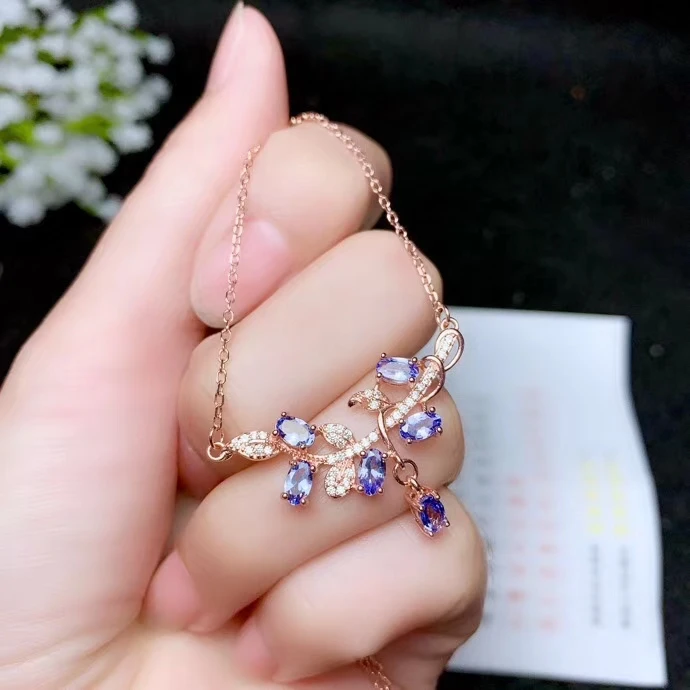 CoLife Jewelry 925 Silver Tanzanite Pendant for Daily Wear Fashion Silver Tree Branch Pendant 6 Pieces Natural Tanzanite Jewelry