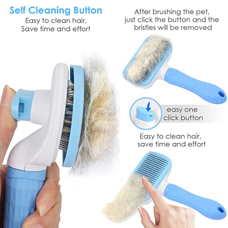 Pet Grooming Comb Dog Hair Removal Stainless Steel Automatic Hair Fading Kitten Comb Puppy Grooming Massage Brush Dog Supplies