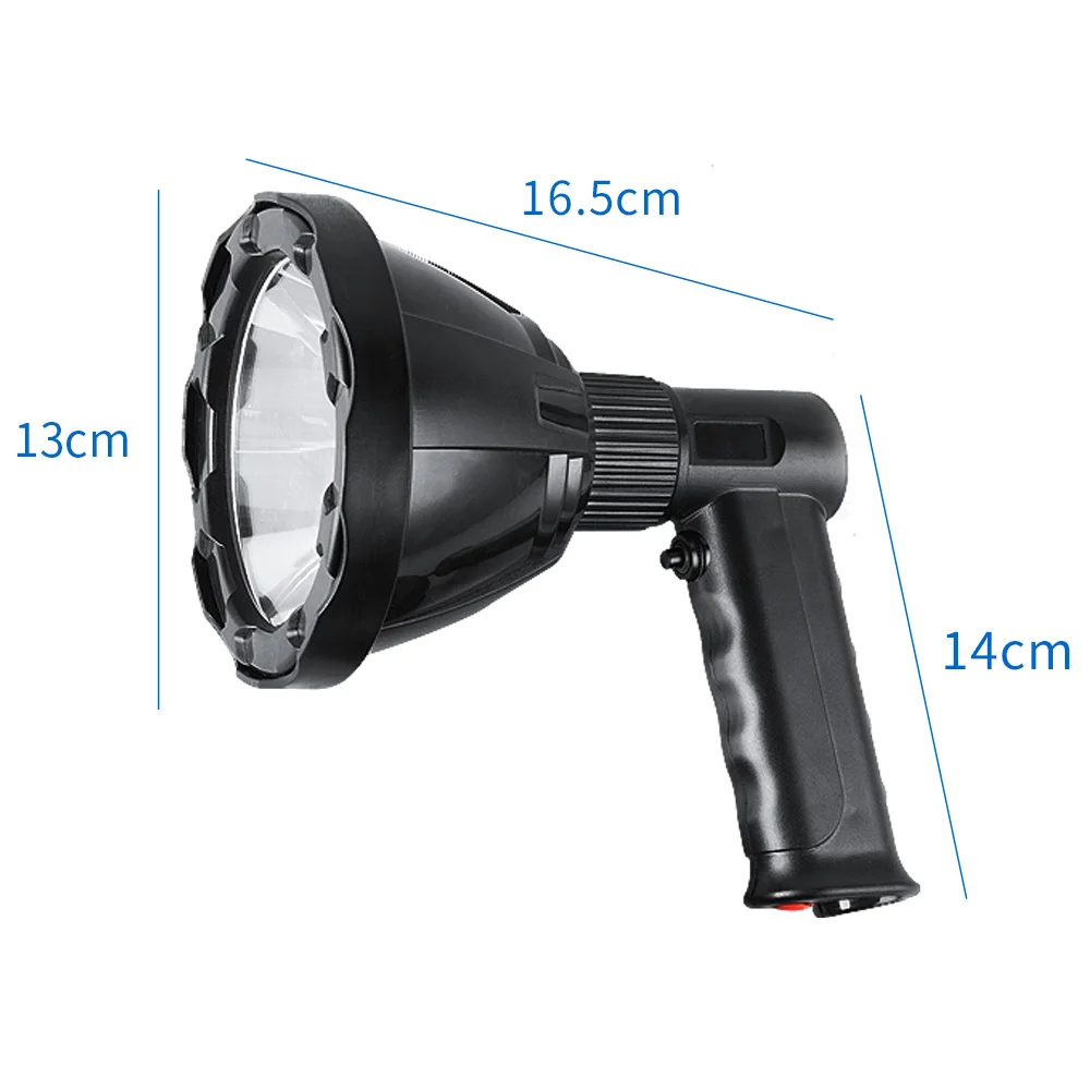 LED Handheld Searchlight 12V High Power Torch T6 30W Strong Light Spotlight Waterproof Flashlight for Outdoor Camping Fishing