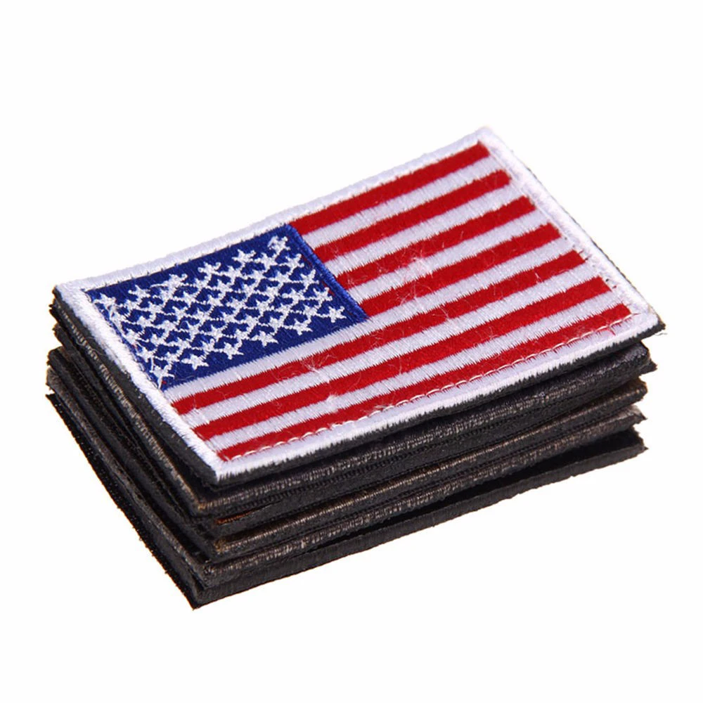 Linha bordada Bandeira Americana Patch, Iron-on ou costurar a qualquer vestuário, Patriótico, EUA, Táticas Militares