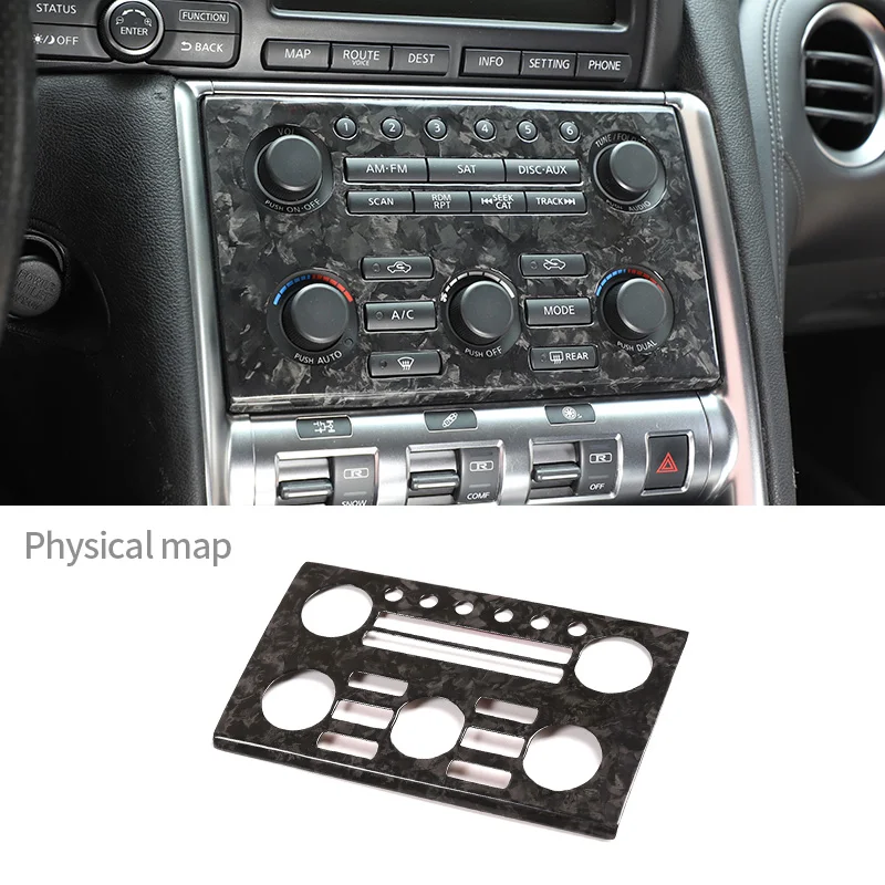 

For Nissan GTR R35 2008-16 Real Carbon Fiber Interior Paste Central Control Volume Panel Decorative Frame Cover Car Accessories