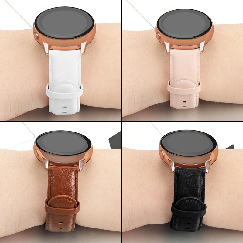 Correa de cuero genuino para reloj inteligente, accesorio deportivo de 20mm para samsung galaxy watch active 2, 40mm y 44mm